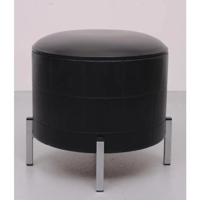 Black Black Faux Leather Sewing Stool, 1960s For Sale - Image 8 of 8