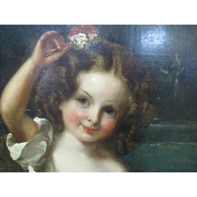 Antique 1832 John Partridge Child Daughter Portrait Oil Painting Original Frame For Sale - Image 10 of 13