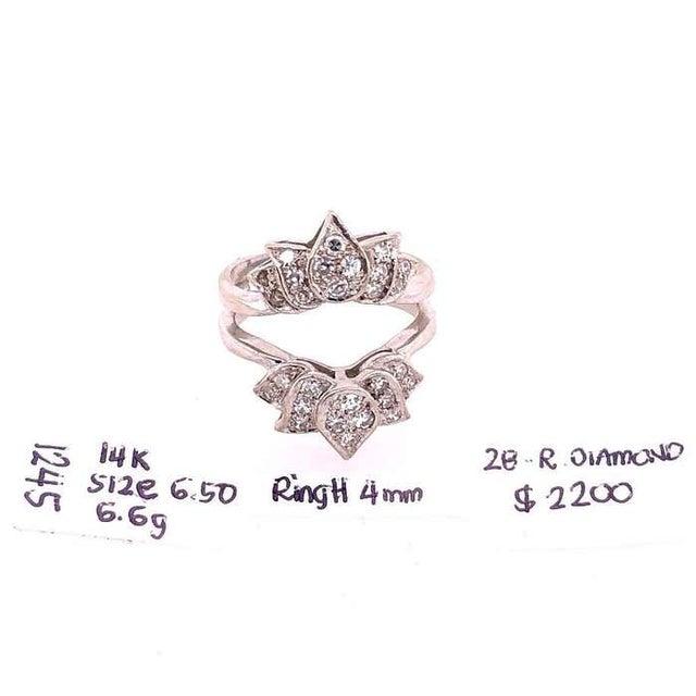 2010s 14 Karat White Gold Interlocking Engagement Ring Guard For Sale - Image 5 of 10