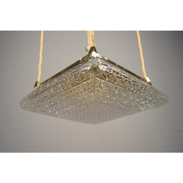 Metal Art Deco Pendant with Cut Glass Shade, Vienna, Austria, 1920s For Sale - Image 7 of 18
