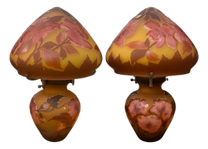 Art Nouveau Crystal Lamps by Emile Gallé, Set of 2