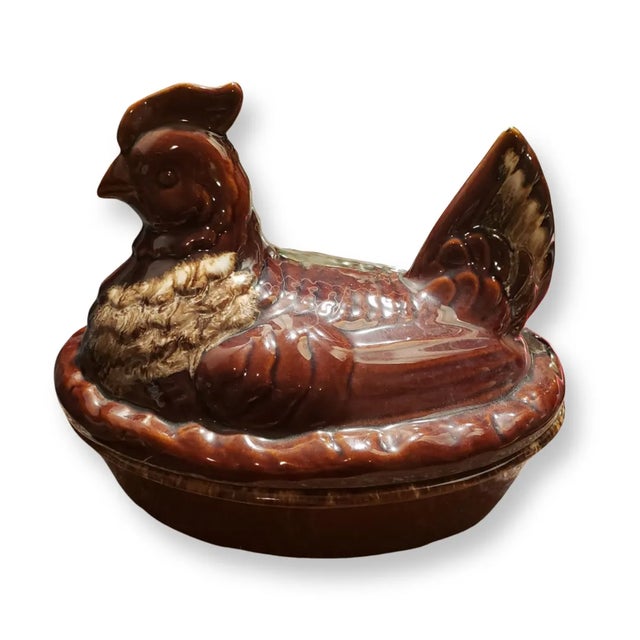 Vintage Hull Pottery Large Brown Ware Chicken Tureen For Sale - Image 4 of 4