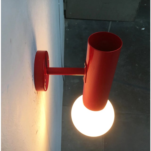 Mid-Century Modern Minimalist Red Wall Lamps, Set of 2 For Sale - Image 11 of 18