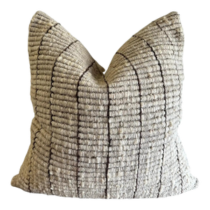 Feliz Handmade Organic Wool Pillow With Heavy Texture Brown Lines