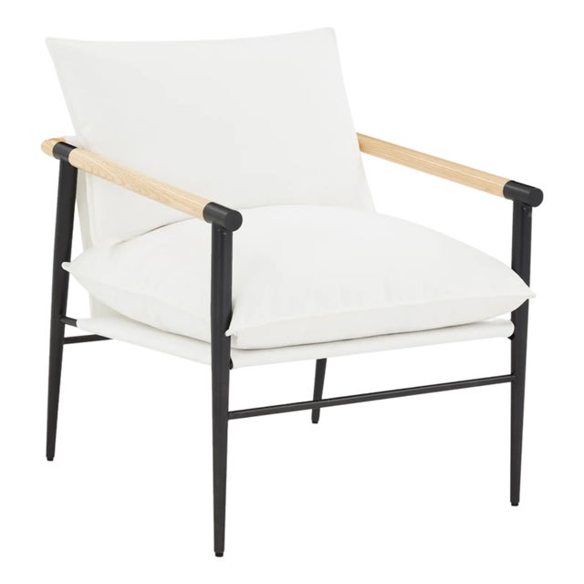 Wood Cali Pearl Performance Fabric Accent Chair For Sale - Image 7 of 7