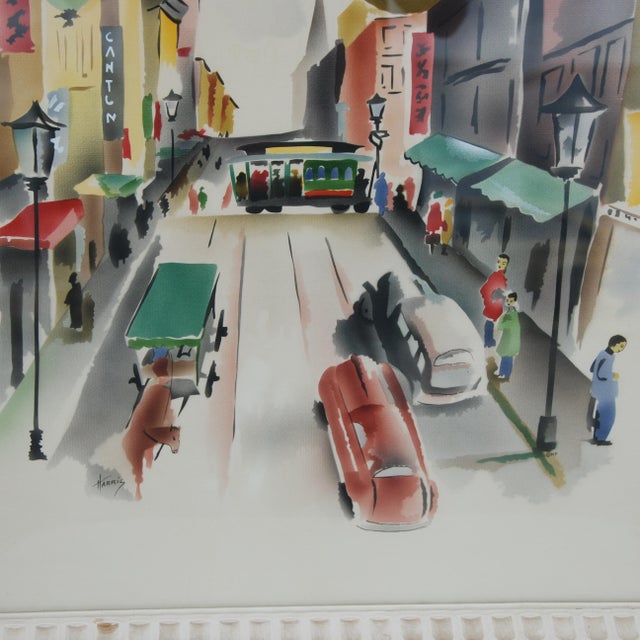 1940s Signed Benjamin Jorj Harris Airbrush Cable Car Artworks - A Pair For Sale - Image 4 of 10
