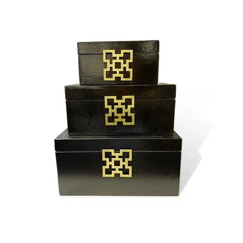 Asian Style Black Jewelry Boxes - Set of 3 For Sale In New York - Image 6 of 6