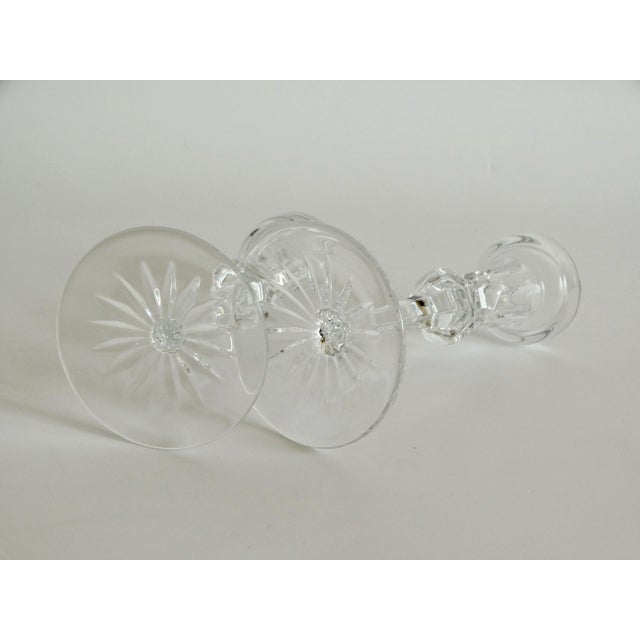 Modern 1970s Modern Cut Crystal Glass Candlesticks - a Pair For Sale - Image 3 of 5