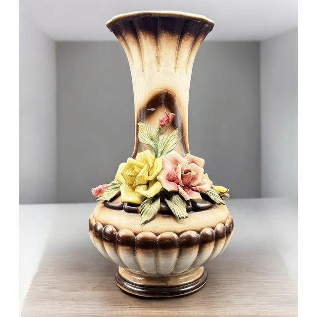 Ceramic Vase with Roses by Capodimonte, 1950s For Sale - Image 7 of 18