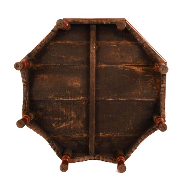 Wood Antique Wooden Indian Coffee Table With Brass Mounts and Painted Trim For Sale - Image 7 of 7