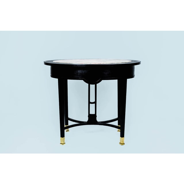 Art Nouveau Dining Table with Redish Marble Plate and Brass Feet, Vienna, 1910s For Sale - Image 18 of 18