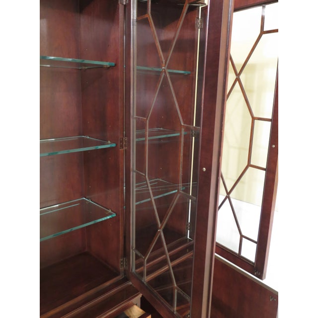 Brown 1990s Vintage Baker Inlaid Mahogany 4 Door English Style Breakfront For Sale - Image 8 of 12