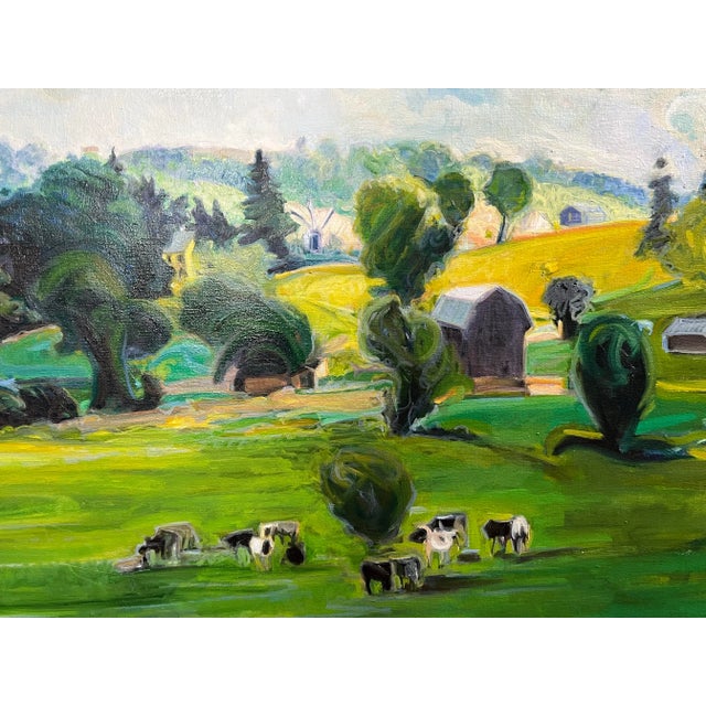 Green Original Extra Large Impressionist Pastoral Landscape Painting Signed Suzanne Gilliard, Framed For Sale - Image 8 of 12