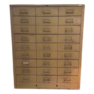 Cole Steel 27-Drawer Industrial Cabinet — Patina, Original Hardware, Usa For Sale