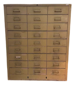 Cole Steel 27-Drawer Industrial Cabinet — Patina, Original Hardware, Usa