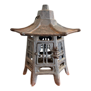 Japanese Cast Iron Pagoda Candle Holder Lantern