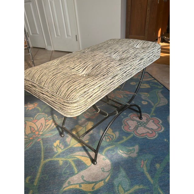 Ivory 1960s Mid-Century Modern Vanity Seat For Sale - Image 8 of 11