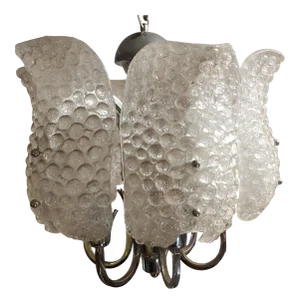 1980s Beaded Murano Glass With Chrome Body Chandelier