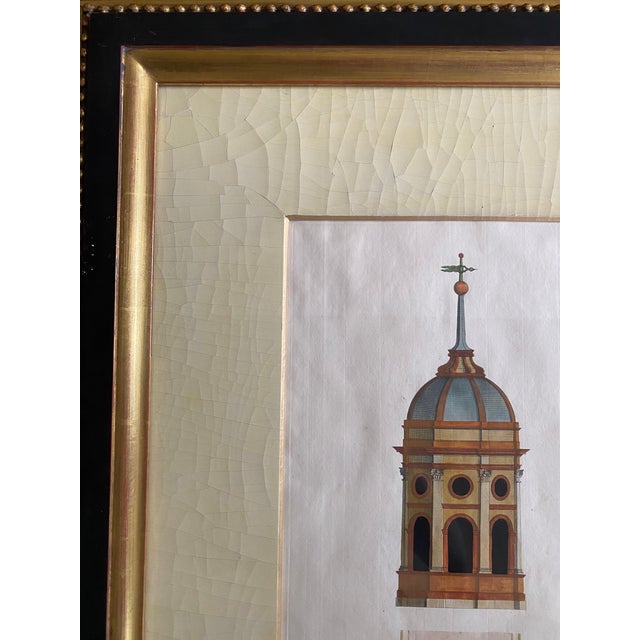 English Architectural Hand Colored Framed Engravings, Set of Four For Sale - Image 3 of 10