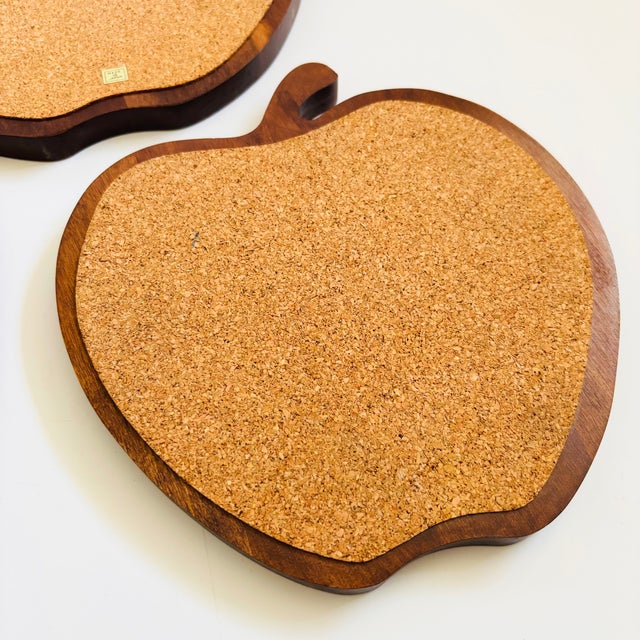 Mid Century Wood Apple Trivets - Set of 3 - Made in Japan For Sale In San Francisco - Image 6 of 12