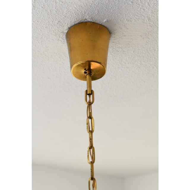Mid Century Malmö Metallvarufabrik Pendant Light Brass and Green Glass For Sale - Image 9 of 12