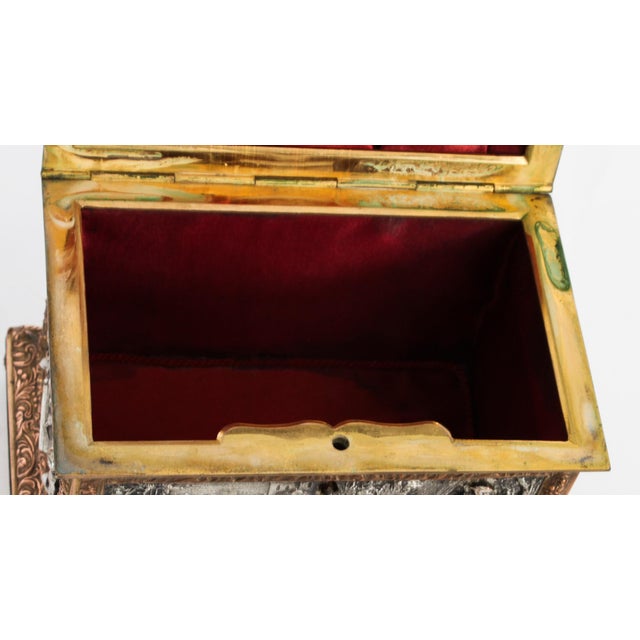 Antique French Silvered and Gilted Copper Jewellery Casket Box from AB Paris For Sale - Image 4 of 18