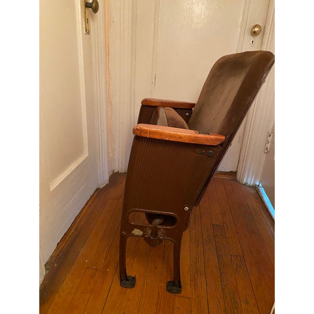 Original Broadway Theater Chair – Martin Beck Theatre (1924) Cast Iron & Wood Seating System – Architectural Salvage Artifact For Sale - Image 4 of 12