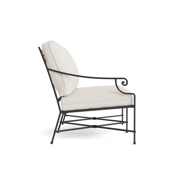 Contemporary Brown Jordan Venetian Left Arm Loveseat, Textured Pewter frame with Fusion Natural fabric For Sale - Image 3 of 11