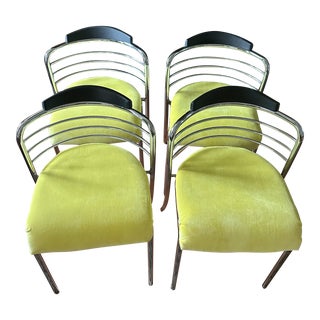 1960s Mid Century Italian Chrome Dining Chairs - Stulh Steelmobil Giorgia - Set of 4 For Sale