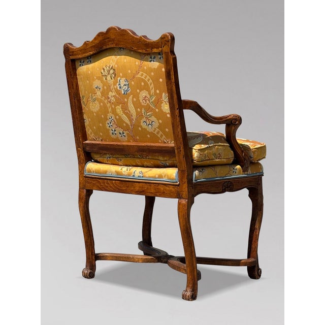 18th Century French Walnut Upholstered Armchair, 1790 For Sale - Image 3 of 13