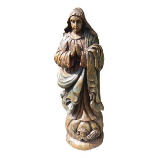 Antique Religious Carved Oak Saint Figure Statue, 1820 For Sale