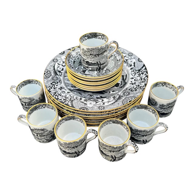 1940s Tiffany & Co.'s Spode "Italian" Pattern Demitasse & Dessert Set For Sale