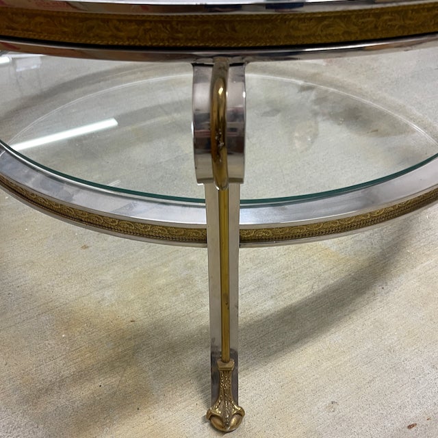 1970s Vintage Glass Top Chrome Gueridon Coffee Table With Claw and Ball Feet For Sale - Image 5 of 12