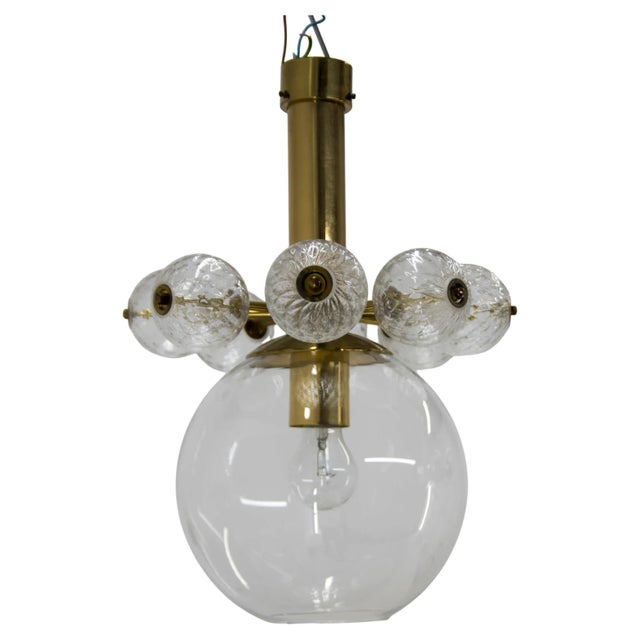 Metal Art Glass Pendant Light by Kamenicky Senov, 1980s For Sale - Image 7 of 7