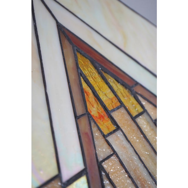 1980s Mission Arts & Crafts Style Floor Lamp W. Art Glass Shade For Sale - Image 11 of 12