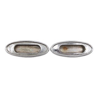 Pair of Vintage Chrome Plated Brass Oval Window Sash Lifts For Sale
