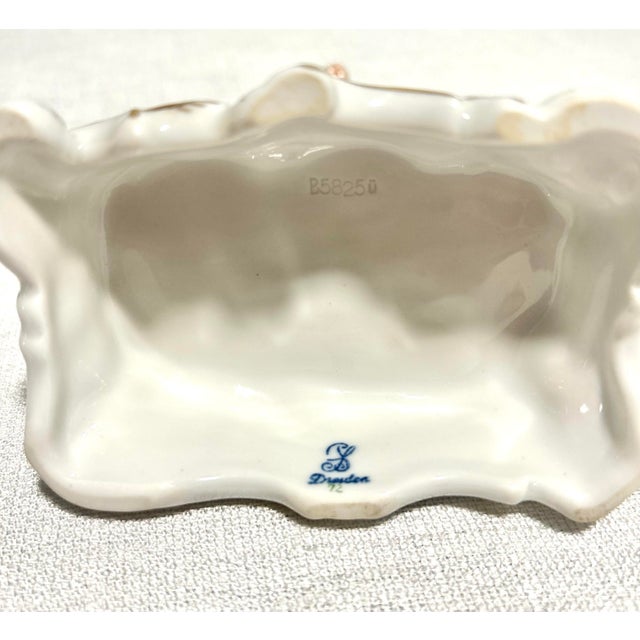 Mid 20th Century MCM Dresden Germany Porcelain Poodle With Applied Floral Encrustation For Sale - Image 5 of 5