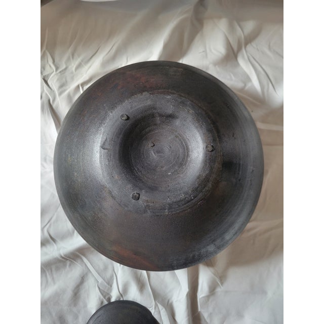 1980s Large Lidded Raku Vessel Unglazed For Sale - Image 4 of 10