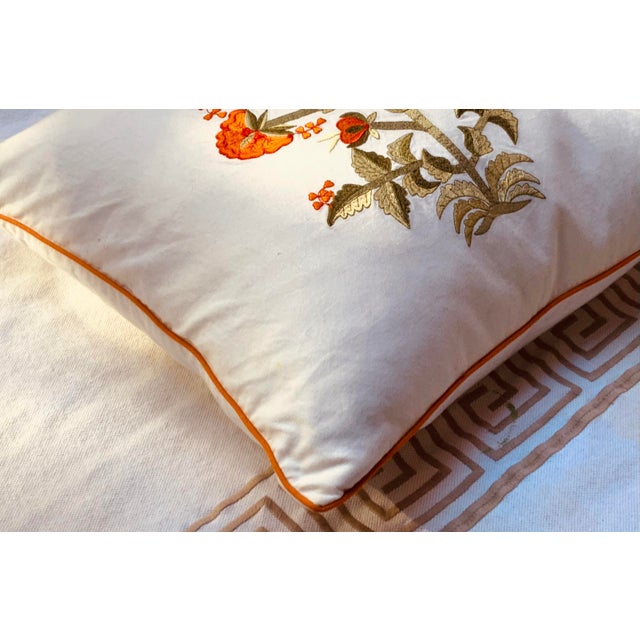 Contemporary Contemporary Mughal Style White Cotton Embroidered Pillows - A Pair For Sale - Image 3 of 14