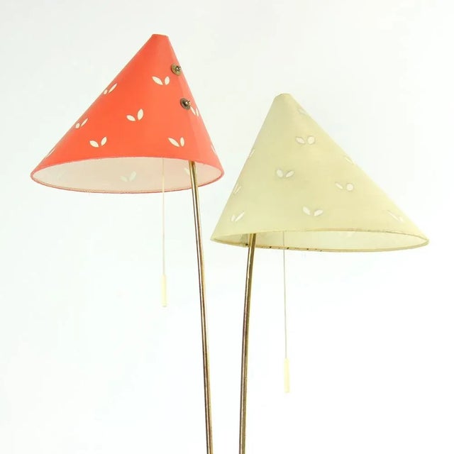 Cream Vintage Floor Lamp in Brass by Zukov, 1960s For Sale - Image 8 of 13