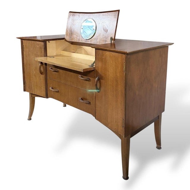 Brown Vintage Wrighton Walnut and Teak Dressing Table, 1960s For Sale - Image 8 of 9