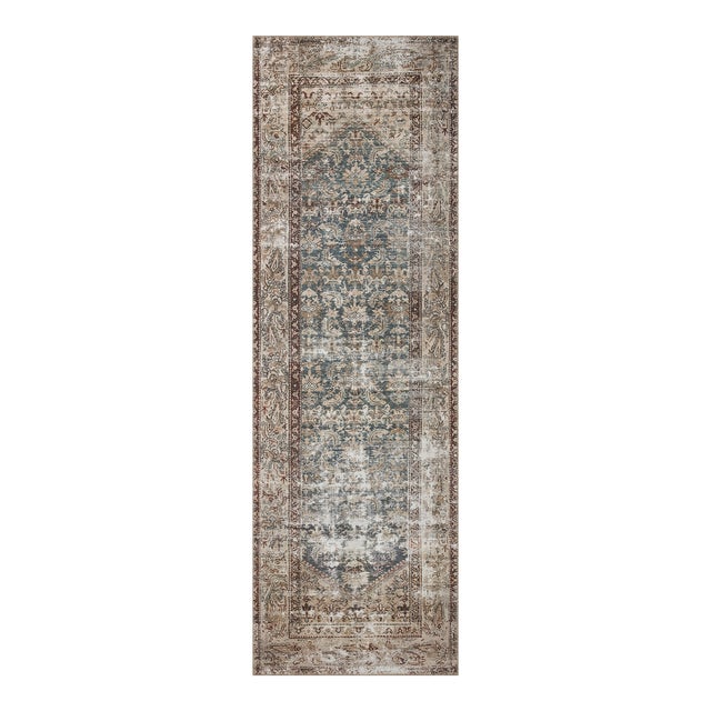 Amber Lewis x Loloi Georgie Teal / Antique 3'-0" x 10'-0" Runner Rug For Sale