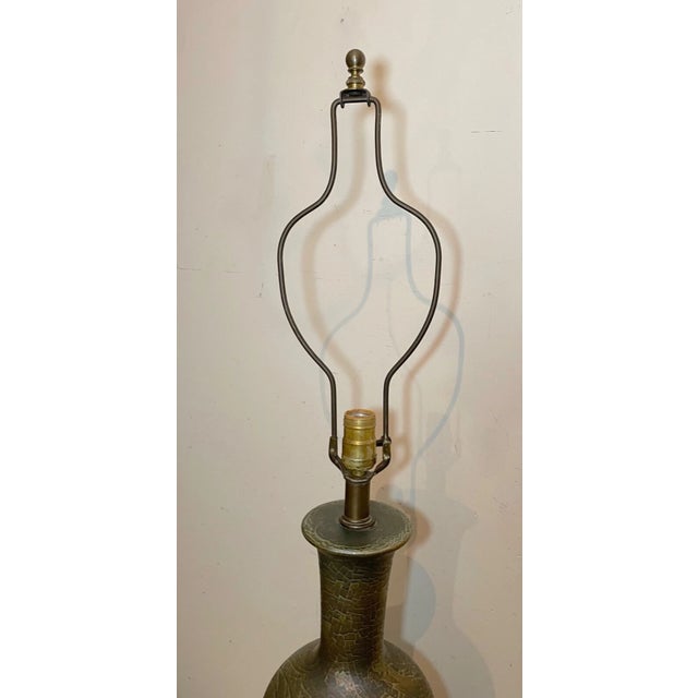 Large Vintage Handmade Iridescent Crackle Ceramic Zaccagnini Electric Table Lamp For Sale In New York - Image 6 of 10