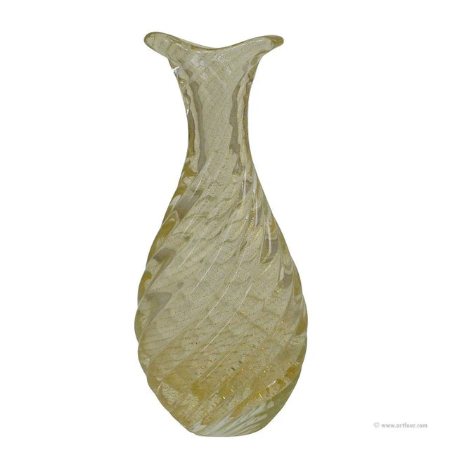 Flavio Poli for Seguso Vetri d'Arte Vase Incrociato Oro 1949 For Sale - Image 9 of 9