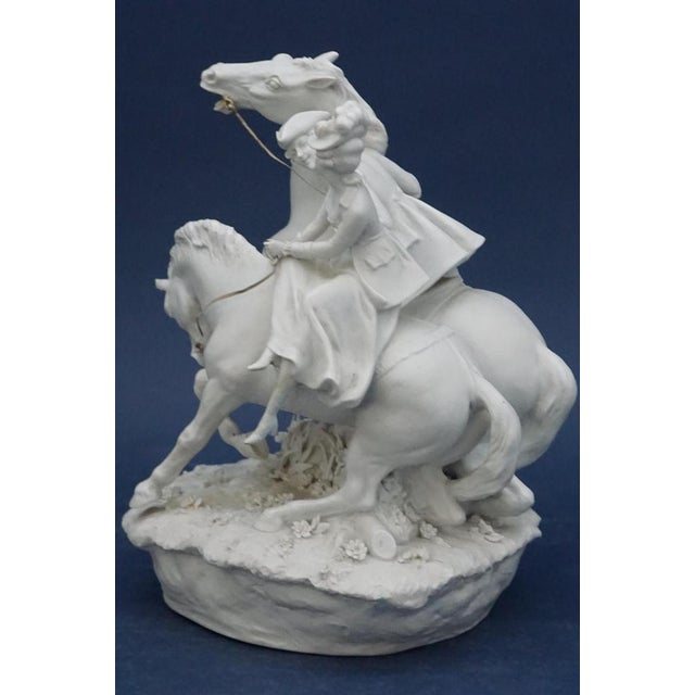 White XX century, Rococo, Sculptural of Lady and Gentleman on Horseback in Biscuit Porcelain by Luigi Fabris, early decades of the 1900s, Venice - Italy. For Sale - Image 8 of 18
