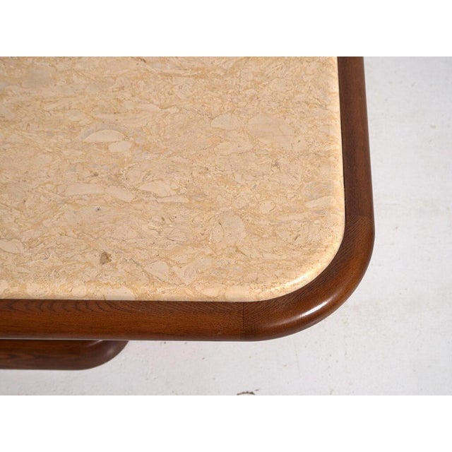 Stone Vintage Japanese Wood and Marble Table For Sale - Image 7 of 11