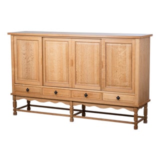 Brutalist Oak Sideboard attributed to Henning Kjærnulf, Denmark, 1960s For Sale