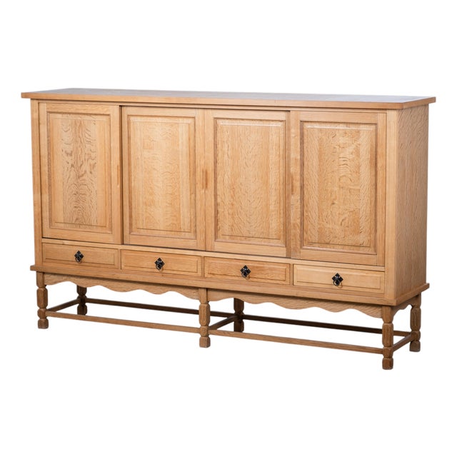 Brutalist Oak Sideboard attributed to Henning Kjærnulf, Denmark, 1960s For Sale