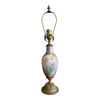 19th Century French Sevres Porcelain Table Lamp Signed For Sale