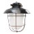 Vintage Industrial Black Enamel & Frosted Glass Pendant Light For Sale